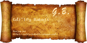 Gálfy Babett névjegykártya